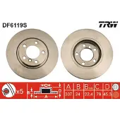 TRW Bromsskiva DF6119S fram, ventilerad, höggradigt förkolnad, 1 Stycke