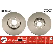 TRW Bromsskiva DF4852S fram, ventilerad, höggradigt förkolnad, 1 Stycke