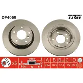 TRW Bromsskiva DF4069 bak, ventilerad, 1 Stycke
