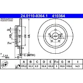 Ate Bromsskiva 24.0110-0364.1 bak, full, 1 Stycke