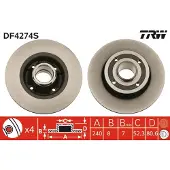 TRW Bromsskiva DF4274S bak, full, 1 Stycke