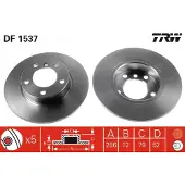 TRW Bromsskiva DF1537 fram, full, höggradigt förkolnad, 1 Stycke