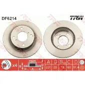 TRW Bromsskiva DF6214 fram, ventilerad, 1 Stycke