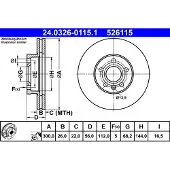Ate Bromsskiva - TEVES 24.0326-0115.1, 1 Stycke