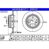 Ate Bromsskiva Power Disc 24.0310-0117.1, 1 Stycke