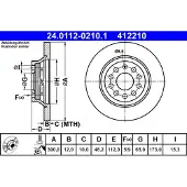 Ate Bromsskiva 24.0112-0210.1 bak, full, 1 Stycke