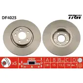 TRW Bromsskiva DF4025 fram, full, 1 Stycke