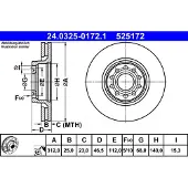 Ate Bromsskiva Power Disc 24.0325-0172.1, 1 Stycke