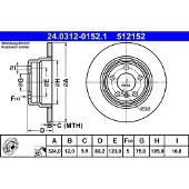 Ate Bromsskiva Power Disc 24.0312-0152.1, 1 Stycke