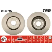 TRW Bromsskiva DF4874S fram, ventilerad, 1 Stycke