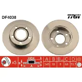 TRW Bromsskiva DF4038 bak, full, 1 Stycke