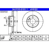 Ate Bromsskiva 24.0110-0151.1 fram, full, 1 Stycke