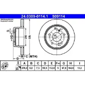 Ate Bromsskiva Power Disc 24.0309-0114.1, 1 Stycke