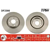 TRW Bromsskiva DF2566 fram, ventilerad, 1 Stycke