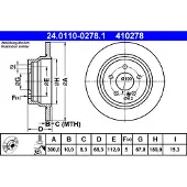 Ate Bromsskiva 24.0110-0278.1 bak, full, 1 Stycke