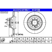 Ate Bromsskiva Power Disc 24.0312-0159.1, 1 Stycke