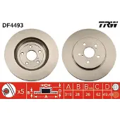 TRW Bromsskiva DF4493 fram, ventilerad, 1 Stycke