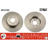 TRW Bromsskiva DF2762 bak, full, 1 Stycke