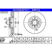 Ate Bromsskiva Power Disc 24.0330-0113.1, 1 Stycke