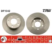 TRW Bromsskiva DF1542 bak, full, 1 Stycke