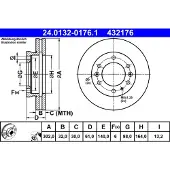 Ate Bromsskiva 24.0132-0176.1 fram, ventilerad, 1 Stycke