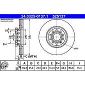 Ate Bromsskiva Power Disc 24.0325-0137.1, 1 Stycke