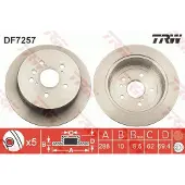 TRW Bromsskiva DF7257 bak, full, 1 Stycke