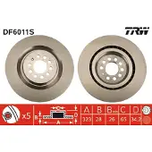 TRW Bromsskiva DF6011S fram, ventilerad, 1 Stycke