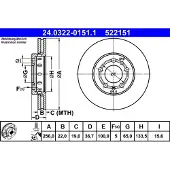 Ate Bromsskiva Power Disc 24.0322-0151.1, 1 Stycke