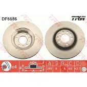 TRW Bromsskiva DF6686 bak, full, 1 Stycke