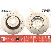 TRW Bromsskiva DF6775S fram, ventilerad, höggradigt förkolnad, 1 Stycke