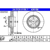 Ate Bromsskiva 24.0126-0156.1 fram, ventilerad, 1 Stycke