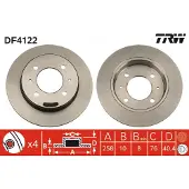 TRW Bromsskiva DF4122 bak, full, 1 Stycke