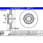 Ate Bromsskiva Power Disc 24.0325-0171.1, 1 Stycke