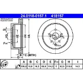 Ate Bromsskiva 24.0118-0157.1 bak, ventilerad, 1 Stycke