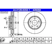 Ate Bromsskiva 24.0128-0268.1 fram, ventilerad, 1 Stycke