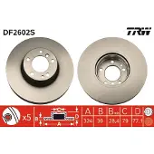 TRW Bromsskiva DF2602S fram, ventilerad, 1 Stycke
