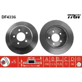 TRW Bromsskiva DF4336 bak, full, 1 Stycke