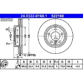 Ate Bromsskiva Power Disc 24.0322-0160.1, 1 Stycke