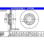 Ate Bromsskiva Power Disc 24.0318-0106.1, 1 Stycke