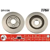 TRW Bromsskiva DF4106 bak, ventilerad, 1 Stycke