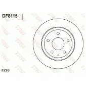 TRW Bromsskiva DF8115 bak, full, 1 Stycke