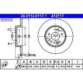 Ate Bromsskiva 24.0112-0117.1 fram, full, 1 Stycke