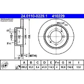 Ate Bromsskiva 24.0110-0229.1 bak, full, 1 Stycke