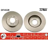 TRW Bromsskiva DF4028 fram, ventilerad, 1 Stycke