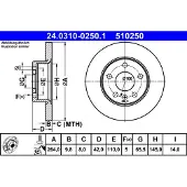 Ate Bromsskiva Power Disc 24.0310-0250.1, 1 Stycke