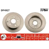 TRW Bromsskiva DF4927 bak, full, 1 Stycke