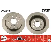 TRW Bromsskiva DF2646 bak, full, 1 Stycke