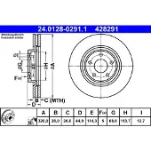 Ate Bromsskiva 24.0128-0291.1 fram, ventilerad, 1 Stycke