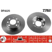 TRW Bromsskiva DF4225 fram, full, 1 Stycke